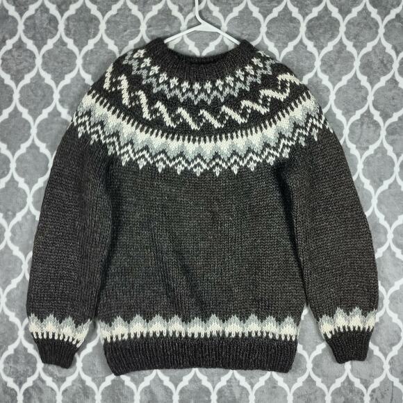 The Handknitting Association of Iceland Sweater Mens Large Brown Wool Lopapeysa - Picture 1 of 9